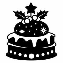 Christmas cake vector,chocolate cake with cherry,cake with candles