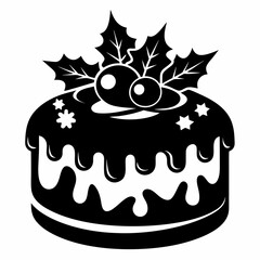 Christmas cake vector,chocolate cake with cherry,cake with candles