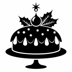 Christmas cake vector,chocolate cake with cherry,cake with candles