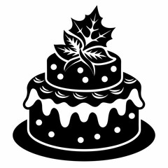 Christmas cake vector,chocolate cake with cherry,cake with candles
