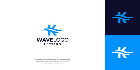 initials letter shaped ocean wave initial logo