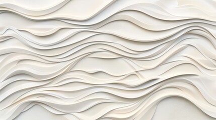 Obraz premium A white, abstract background with a 3D rendered pattern of wavy, layered lines
