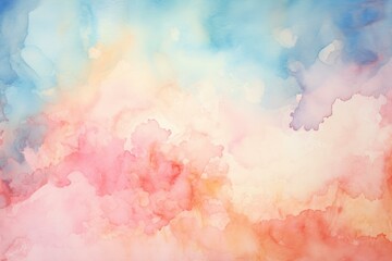 Soft and soothing hand painted pastel watercolor background with a delicate blend of pink and blue tones on textured paper