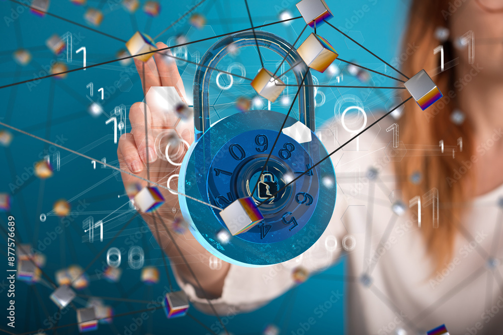 Poster personal data security illustrates cyber data or information