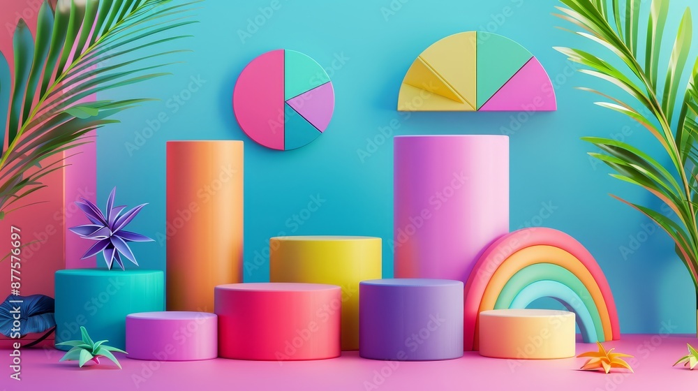 Poster colorful 3d rendered background for product display - a vibrant and colorful 3d rendered background 