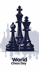 International chess day vertical flayer background design