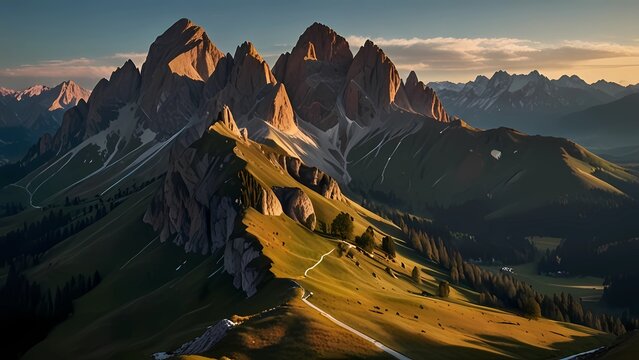Paesaggio meraviglioso delle alpi delle dolomia Catena montuosa di Odle, picco in dolomia, Italia di Seceda Immagine artistica Carpatico, Ucraina, Europa
