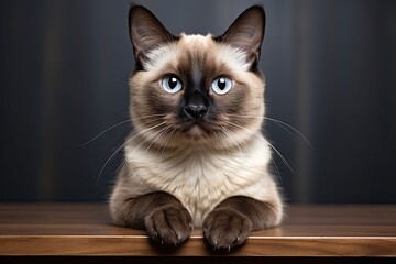 Obraz premium Siamese funny very cats of sitting isolated on white 