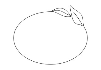 Floral oval frame, one line drawing vector illustration.