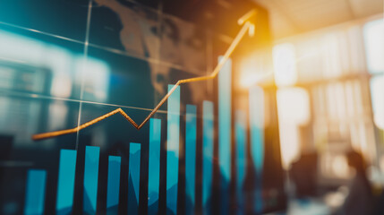 charts and graphs with statistics to analyze business potential and forecast future development of companies growth.