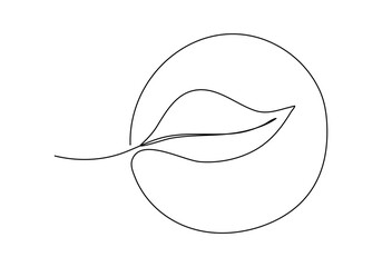 Leaf. One line drawing vector illustration.