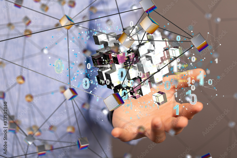 Poster data security - cloud technology. integrated digital web concept background