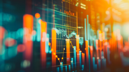 charts and graphs with statistics to analyze business potential and forecast future development of companies growth.