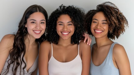 The smiling diverse friends