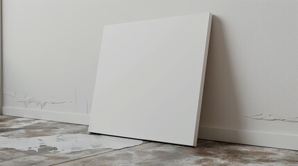Blank Canvas Mockup Against White Wall in Studio
