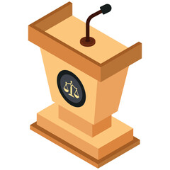 Courtroom Podium with Microphone in Isometric Style
