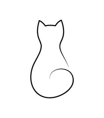 Linear silhouette of a cat. Cat logo
