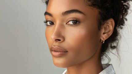 Naklejka premium portrait of a beautiful brunette, woman, concept of make-up, skincare, 8k resolution
