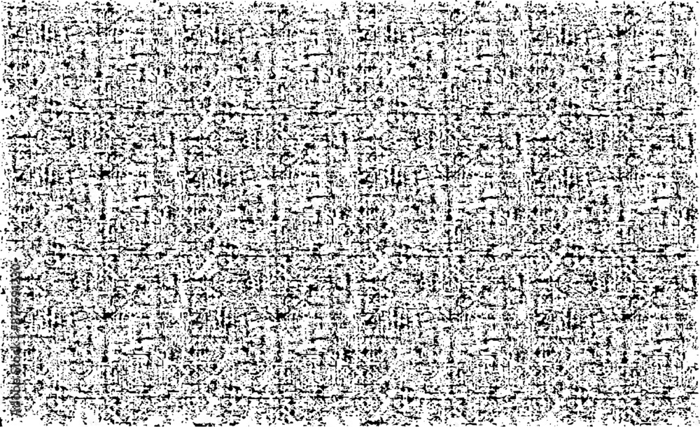 Poster monochrome texture composed of irregular graphic vector fabric texture. distressed texture of weavin