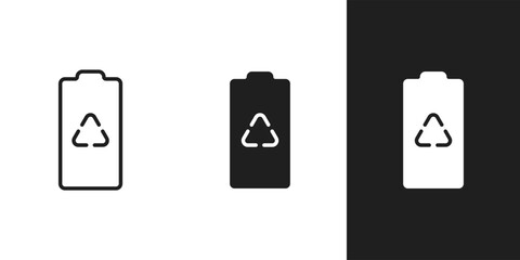 Simple recycle battery icon 3 form.