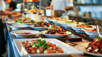 Mouthwatering Feast of Gourmet Cuisine with Beautifully Plated Dishes
