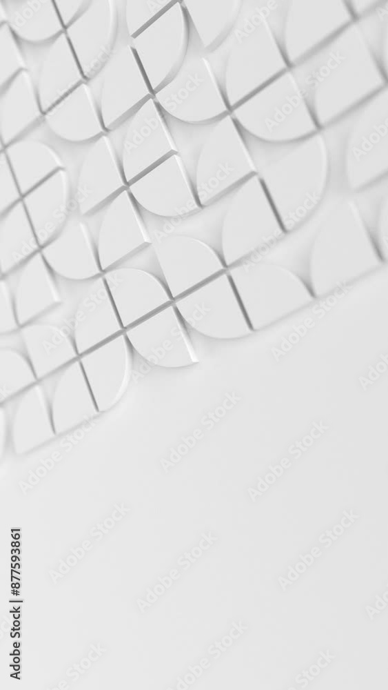 Poster modern white background with swiss styled semicircular 3d elements changing pattern. minimal light b