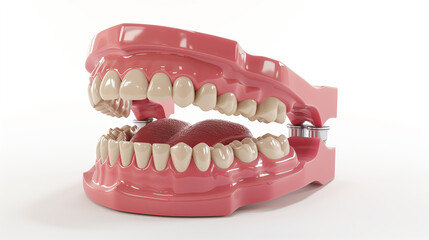 Obraz premium Generative AI. render of mandibular prosthesis all on 4 system supported by implants over