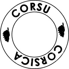 Corsica stamp written in Corsican languge, Stamp Round Vector Icon. Vintage Postage Designs.