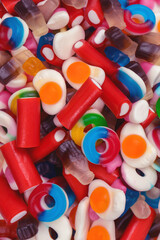 Tasty mix of jelly colorful candies.