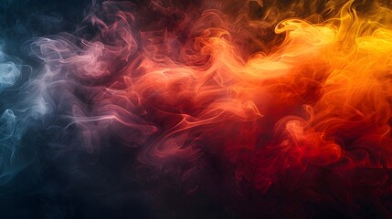 Fototapeta premium Abstract smoke background: vibrant plumes in red, orange, and yellow, dancing like fire.