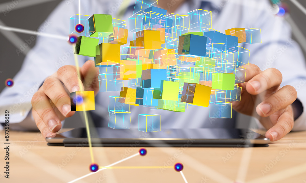 Aufkleber conference digital network and data concept 3d