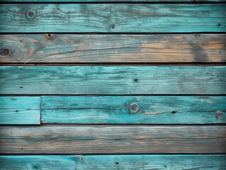 Naklejka premium Turquoise wooden planks background. Wooden texture, generated by AI. High quality photo