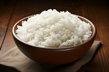 Steamed white rice served in a terracotta bowl, ready to accompany any meal