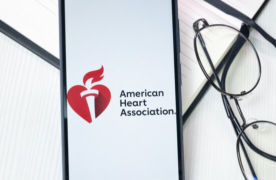 New York, USA - 30 June 2024: American Heart Association AHA Logo or Icon on Phone Screen