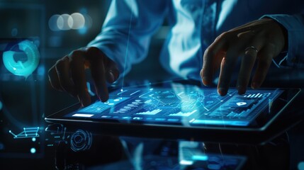 The businessman analyzing data