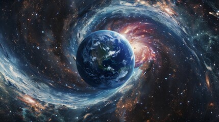 Earth Being Sucked Into and Emerging from a Black Hole with Mirror Effect
