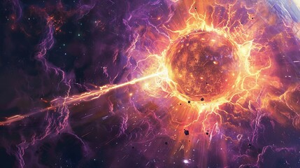 Image of a Neutron Star Emitting Beams of Radiation Surrounded by Supernova Remnants
