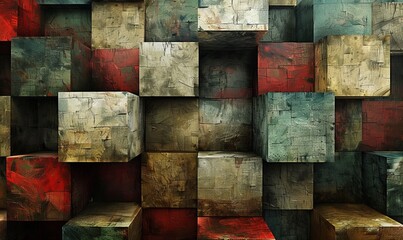 Abstract blue and orange background with squares