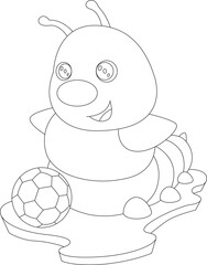 Caterpillar Soccer player Soccer Animal Vector Graphic Art Illustration