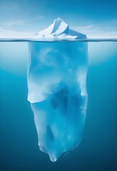 the small part of the iceberg visible on the surface of the water and the huge part visible underwater, personal development concept, commercial shoot
