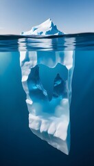 the small part of the iceberg visible on the surface of the water and the huge part visible underwater, personal development concept, commercial shoot
