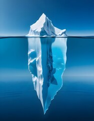 the small part of the iceberg visible on the surface of the water and the huge part visible underwater, personal development concept, commercial shoot
