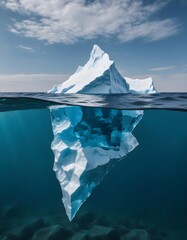 Obraz premium the small part of the iceberg visible on the surface of the water and the huge part visible underwater, personal development concept, commercial shoot 