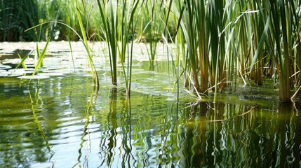 Obraz premium Reeds in a natural lake