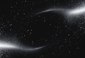Alpha particles create a mystical and beautiful swirling pattern in the dark night sky with a powdery blizzard of shimmering silver and black organic particles