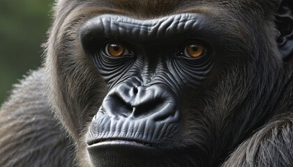 Intense Macro Close-up of a Majestic Gorilla's Eye and Powerful Expression