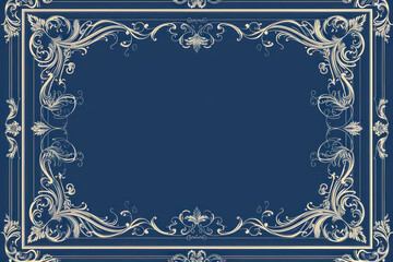 Symmetrical Elegance: Luxury Vector Graphics with Decorative Borders on Dark Blue Background