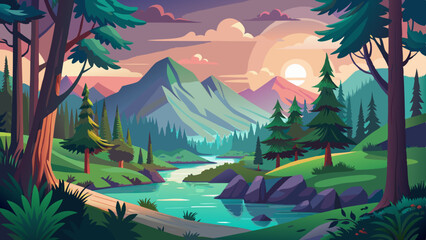 nature forest  background vector illustration  