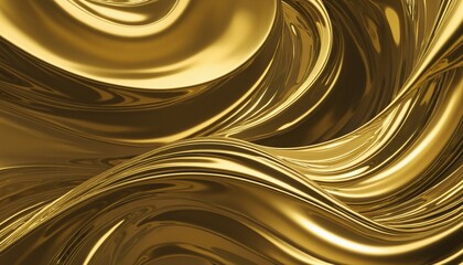 Flowing Gold Elegance: Abstract Liquid Shape with Metallic Shiny Effect