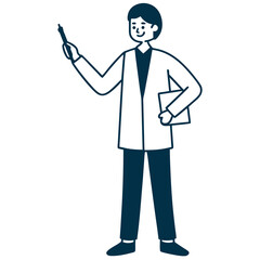 Teacher Holding Marker Minimalist Line Art Vector